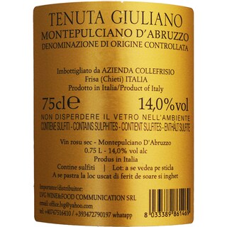 Montepulciano | Collefrisio | Vin rosu Tenuta Giuliano Montepulciano d'Abruzzo 0.75L