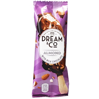 Dream&Co | Inghetata cu vanilie si glazura de ciocolata cu lapte cu migdale 120ml