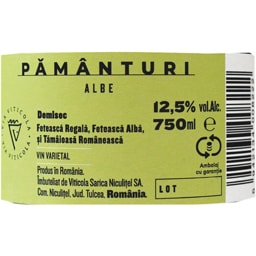 Sarica | Pamanturi | Vin alb demisec Pamanturi Albe 0.75L
