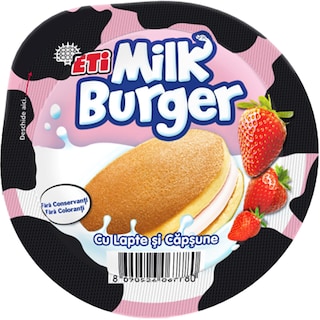 Milk Burger | Prajitura cu miere si crema de lapte cu capsune 35g