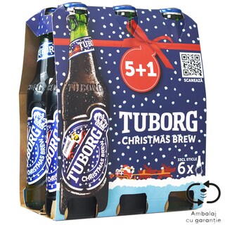 Tuborg | Christmas Brew | Bere bruna paseurizata 5+1 x 0.33L