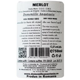 Domeniile Anastasia | Vin rosu Merlot 0.75L