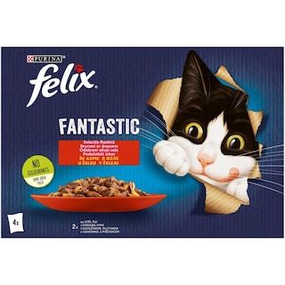Felix | Fantastic | Hrana umeda pentru pisici, Selectie rustica cu vita si pui in aspic 4x85g