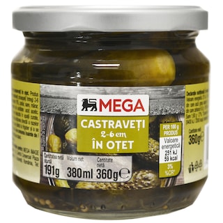 MEGA | Castraveti in otet 2-6cm 360g