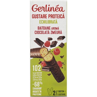 Gerlinea | Batoane dietetice cu zmeura si ciocolata neagra 62g
