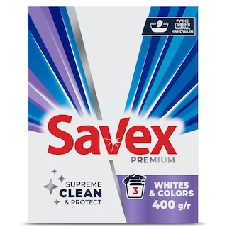 Savex | Detergent pudra manual Whites & Colors, 3 spalari 400g