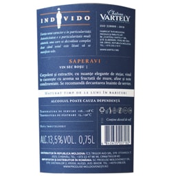 Individo | Vin rosu sec Saperavi 0.75L