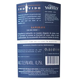 Individo | Vin rosu sec Saperavi 0.75L