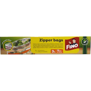 Fino | Pungi de uz casnic cu fermoar dublu, 3L, 12 buc.
