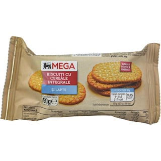MEGA | Biscuiti cu cereale integrale si lapte 50g