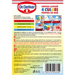Dr. Oetker | Carmin | Vopsea lichida, 4 culori, 60 oua