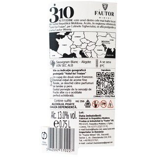 310 Altitudine | Vin alb sec Sauvignon Blanc & Aligote 0.75L