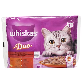 Whiskas | Hrana umeda pentru pisici, cu vita, miel, pasare, rata, in aspic 4x85g