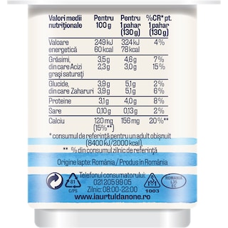 Danone | Iaurt natural 3.5% grasime 130g