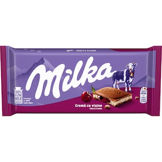 Milka | Ciocolata cu lapte cu crema cu visine 100g