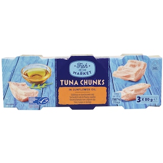 Fish Market | Ton bucati in ulei de floare-soarelui 3x80g