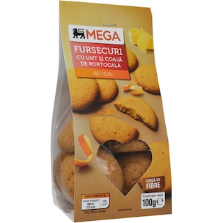 MEGA | Fursecuri cu unt si coaja de portocala 100g