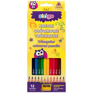Strigo | Creioane colorate cu ascutitoare, 12 culori