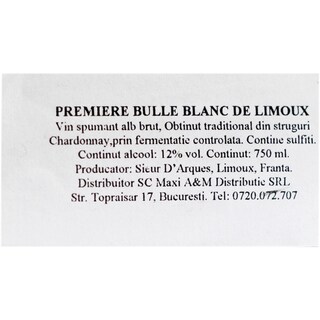 Premiere Bulle | Vin spumant alb brut 0.75L