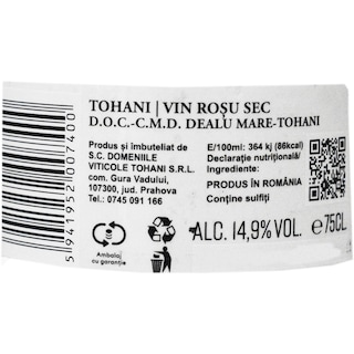 Tohani | Premium | Vin rosu 750ml