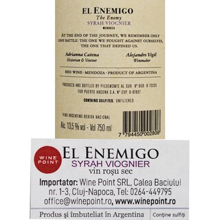 El Enemigo | Vin rosu Syrah Viognier 0.75L