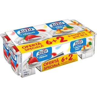 Zuzu | Iaurt cu capsuni, piersici si caise 2.6% grasime 8x125g