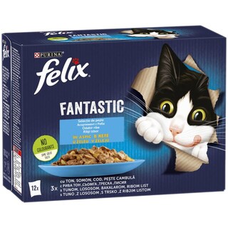 Felix | Fantastic | Hrana umeda pentru pisici, selectie de peste in aspic 12x85g