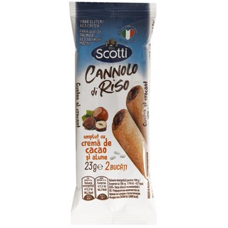 Riso Scotti | Cannolo di Riso umplut cu crema de cacao si alune 23g