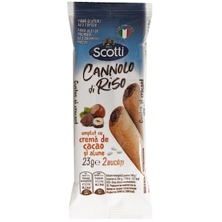 Riso Scotti | Cannolo di Riso umplut cu crema de cacao si alune 23g