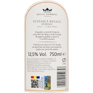 Beciul Domnesc | Vin alb demisec Feteasca Regala 0.75L