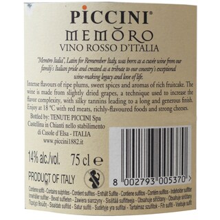 Piccini | Memoro | Vin rosu cupaj din soiurile: Primitivo, Montepulciano, Nero D'Avola si Merlot 0.75l