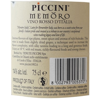Piccini | Memoro | Vin rosu cupaj din soiurile: Primitivo, Montepulciano, Nero D'Avola si Merlot 0.75l