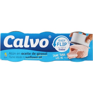 Calvo | Ton bucati in ulei de floarea-soarelui 3x65g