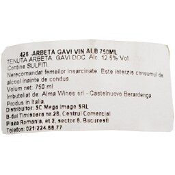 Arbeta Gavi | Vin alb Cortese 0.75L