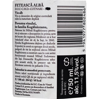 Domeniile Kogalniceanu | Vin alb Feteasca Alba 0.75L
