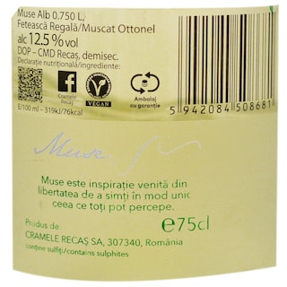 Domeniile Recas | Vin alb demisec Muse Alb 0.75L