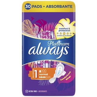 Always | Platinum | Absorbante marimea 1 Ultra Normal, 30 bucati
