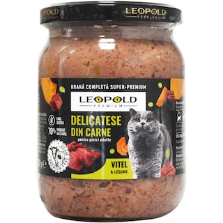Leopold | Delicatese din carne pentru pisici adulte, vitel si legume 500g