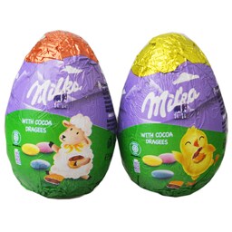 Milka | Oua de ciocolata cu lapte cu drajeuri de ciocolata 50g