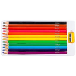 Strigo | Set 12 creioane colorate triunghiulare cu ascutitoare inclusa