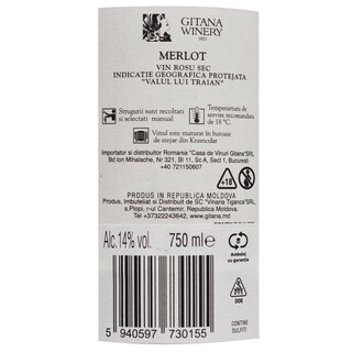 Gitana Winery | Vin rosu sec Merlot 0.75L