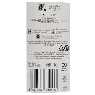 Gitana Winery | Vin rosu sec Merlot 0.75L