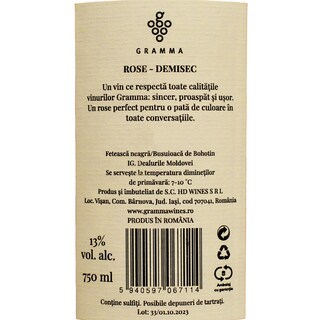 Gramma | Liric | Vin roze demisec Feteasca Neagra & Busuioaca de Bohotin 0.75L
