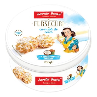 Secretul Bunicii | Fursecuri cu nuca de cocos, in cutie metalica 250g