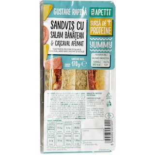 Mega Apetit | Sandvis cu salam banatean si cascaval afumat 170g