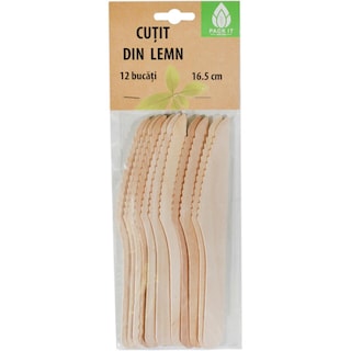 Pack It Nature | Cutit din lemn, 16.5cm, 12 bucati