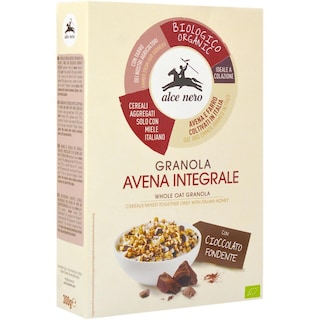 Alce Nero | Granola cu miere si ciocolata neagra 300g