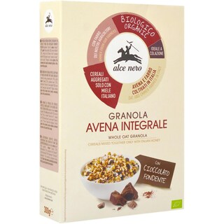 Alce Nero | Granola cu miere si ciocolata neagra 300g