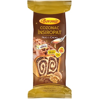 Boromir | Cozonac Insiropat cu sirop de vanilie, crema cu nuci si cacao 550g