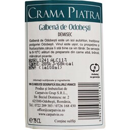 Galbena de Odobesti | Vin alb demisec 0.75L